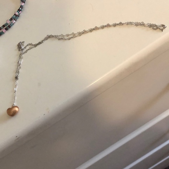 Copper Heart & Silver Chain Necklace - Picture 1 of 3